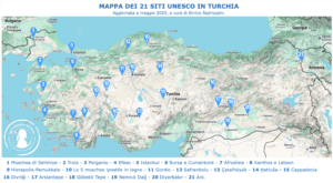 Turchia, mappa dei 21 siti UNESCO aggiornata al maggio 2025, a cura di Enrico Radrizzani