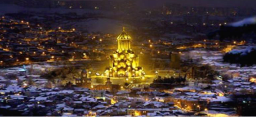 Georgia, Tbilisi. Notte invernale.